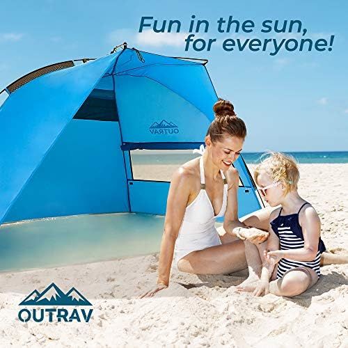  Outrav Pop Up Beach Tent - Quick and Easy Set Up, Family Size, Portable Sun and Water Shelter and Shade Canopy - for Fishing, Camping, Hiking and Outdoor Activities