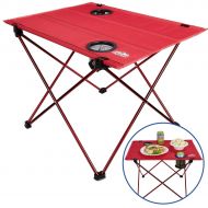 Portable Picnic and Camping Table  Collapsible Accordion Aluminum Frame, Washable Cloth Table Top with Two Cup Holders - Drawstring Carrying Case  Ultra Lightweight - By Outrav