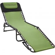 Outraveler Folding Chaise Lounge Chair Outdoor Beach Chair,Reclining Pool Sunbed,Adjustable Camping Cot Portable Lightweight Travel Garden Deck