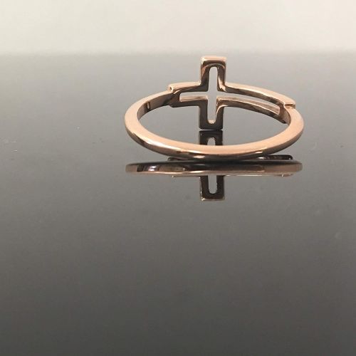  Outshine Designs Rose Gold Sideways Cross Ring - Solid 14K Rose Gold Cross Ring - Sideway Cross Ring - Dainty 14K Gold Cross Ring - Confirmation Gift For Her