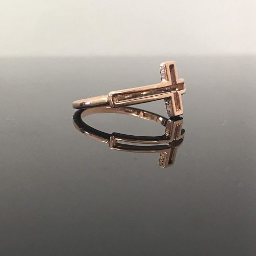  Outshine Designs Rose Gold Sideways Cross Ring - Solid 14K Rose Gold Cross Ring - Sideway Cross Ring - Dainty 14K Gold Cross Ring - Confirmation Gift For Her