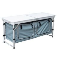 Outsunny Aluminum Folding Camp Table with Carrying Handle and Storage Organizer