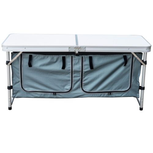  Outsunny Aluminum Folding Camp Table with Carrying Handle and Storage Organizer