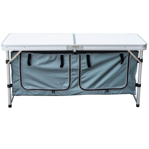  Outsunny Aluminum Folding Camp Table with Carrying Handle and Storage Organizer