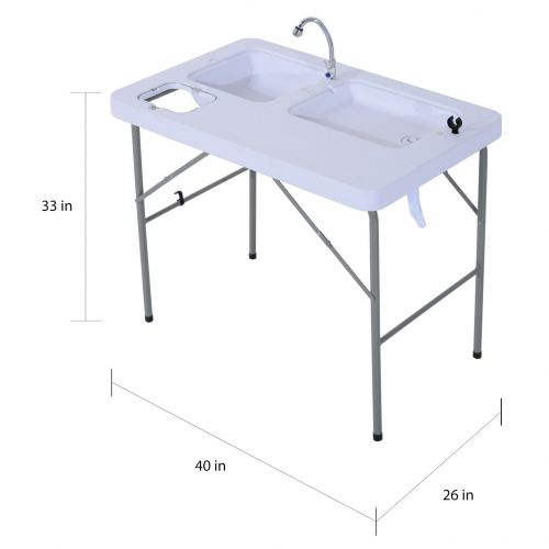  Outsunny Portable Folding Camping Table with Faucet