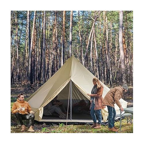  Outsunny 10-Person Yurt Tent Glamping Bell Tent with Spacious Interior, Breathable Waterproof Design, for Family Outdoor Camping, 16' x 16' x 10'