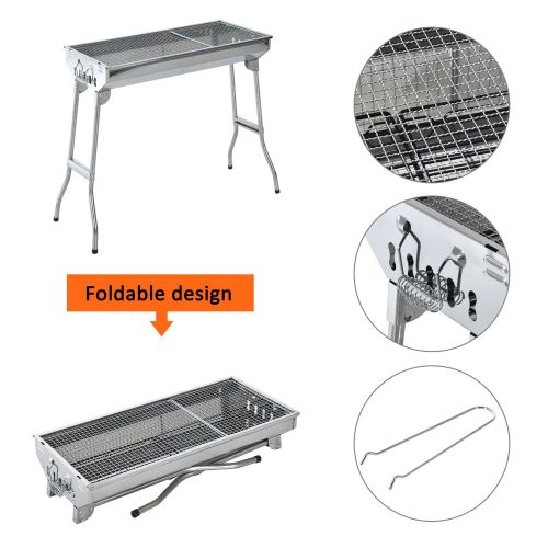  Outsunny 35 Stainless Steel Portable Folding Charcoal BBQ Grill