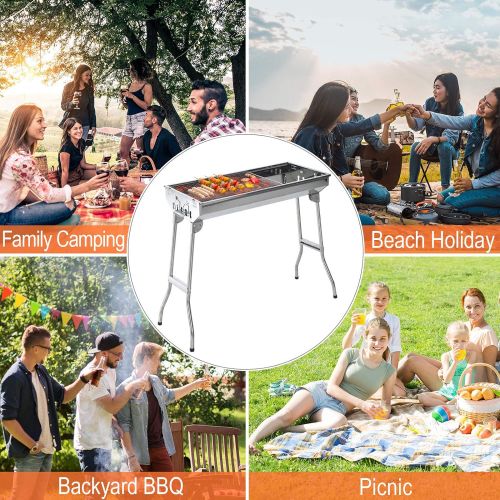  Outsunny 35 Stainless Steel Portable Folding Charcoal BBQ Grill