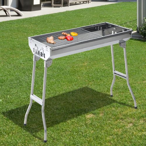  Outsunny 35 Stainless Steel Portable Folding Charcoal BBQ Grill