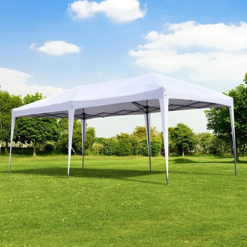  Outsunny Easy Pop Up Canopy Party Tent, 10 x 20-Feet, White