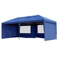 Outsunny 10 x 20 Easy Pop Up Canopy Party Tent with 4 Removable Sidewalls - Navy