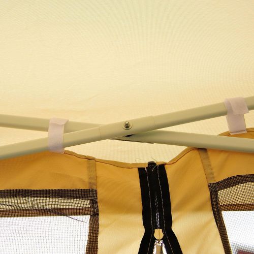  Outsunny 10 x 10 Easy Pop Up Canopy Shade Tent with Mesh Sidewalls - Beige