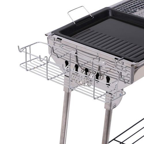  Outsunny Portable Folding Charcoal BBQ Grill Stainless Steel Camp Picnic Cooker