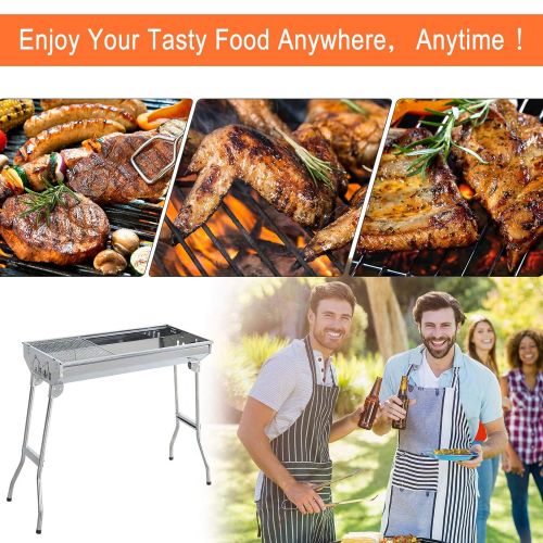  Outsunny Portable Folding Charcoal BBQ Grill Stainless Steel Camp Picnic Cooker