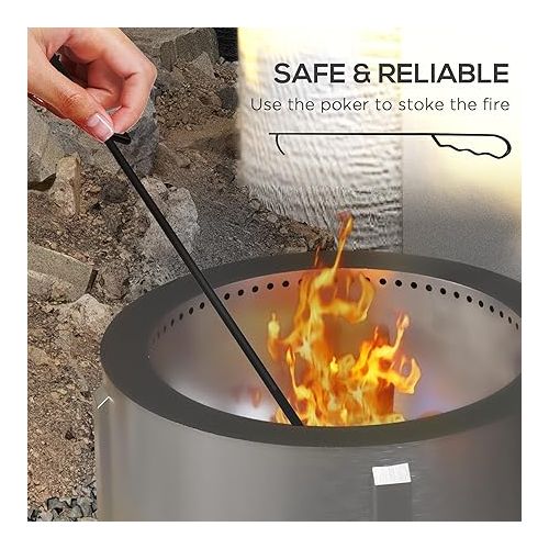  Outsunny 2-in-1 Smokeless Fire Pit, BBQ Grill, 19