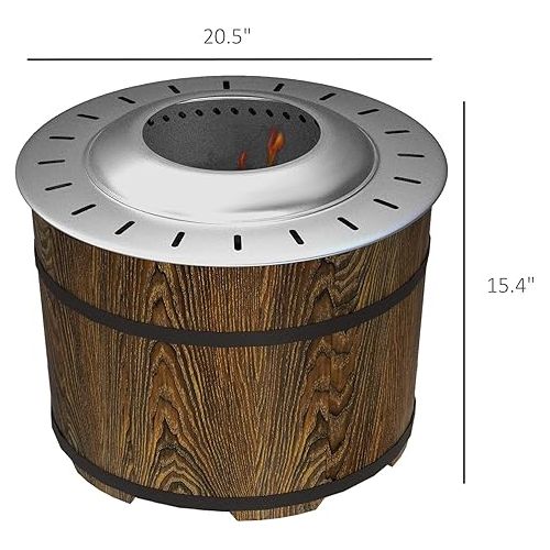  Outsunny Smokeless Fire Pit with Fireproof Mat, 20