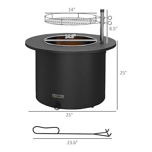  Outsunny 2-in-1 Smokeless Fire Pit, BBQ Grill, 25