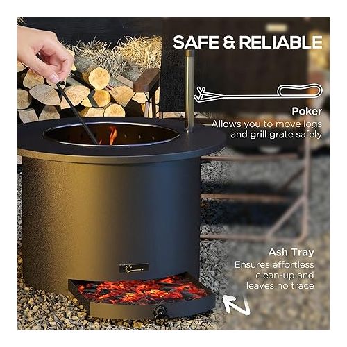  Outsunny 2-in-1 Smokeless Fire Pit, BBQ Grill, 25