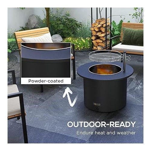  Outsunny 2-in-1 Smokeless Fire Pit, BBQ Grill, 25