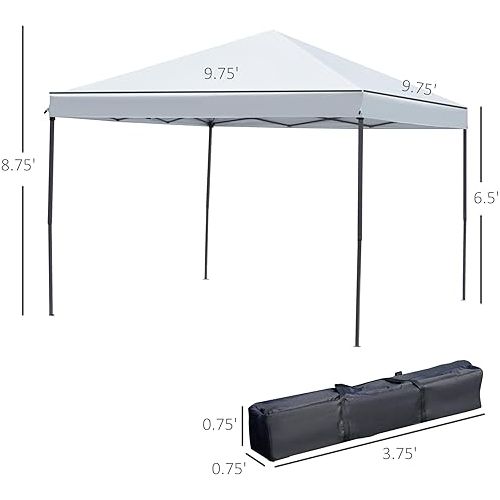  Outsunny 10' x 10' Pop Up Canopy Tent with Netting, Instant Gazebo, Ez up Screen House Room with Carry Bag, Height Adjustable, for Outdoor, Garden, Patio, Cream White