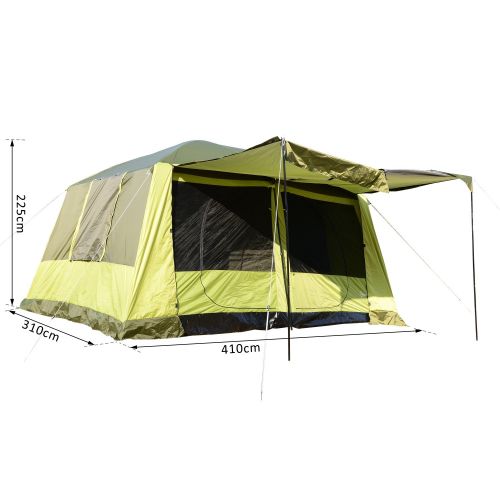  Outsunny Campingzelt Kuppelzelt Familienzelt 2 Schlafkabinen 4-8 Personen L410 x B310 x H225cm