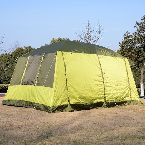  Outsunny Campingzelt Kuppelzelt Familienzelt 2 Schlafkabinen 4-8 Personen L410 x B310 x H225cm