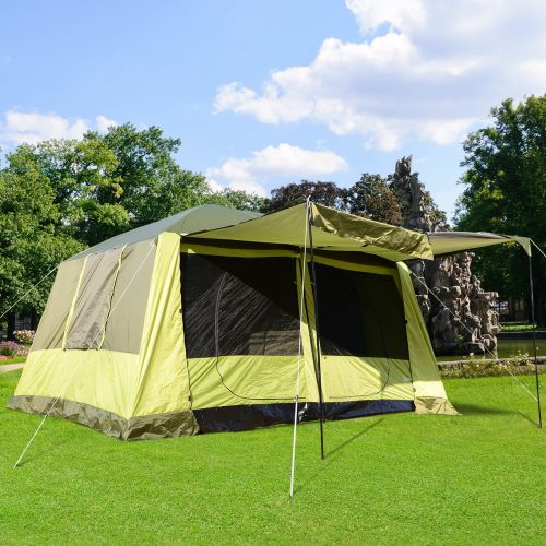  Outsunny Campingzelt Kuppelzelt Familienzelt 2 Schlafkabinen 4-8 Personen L410 x B310 x H225cm