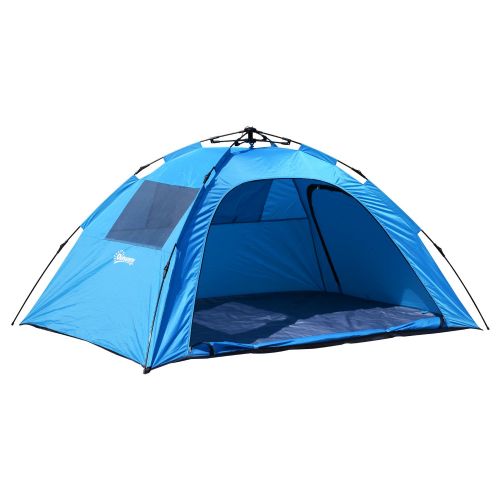  Outsunny Campingzelt Sekundenzelt Pop Up Zelt Automatik 2 Personen wasserdicht Blau L223 x B150 x H110cm