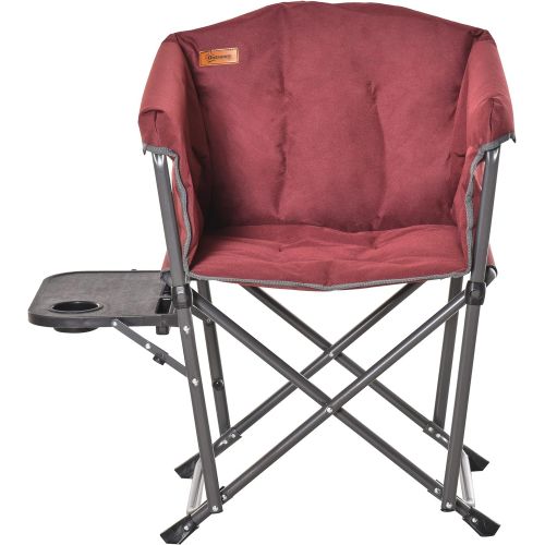  Outsunny Outdoor Director Chair, Folding Camping Chair with Thick Padded, Side Table and Heavy Duty Frame for Camping, Picnic, Beach, Hiking, Travel, Wine Red