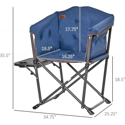  Outsunny Outdoor Director Chair, Folding Camping Chair with Thick Padded, Side Table and Heavy Duty Frame for Camping, Picnic, Beach, Hiking, Travel, Blue