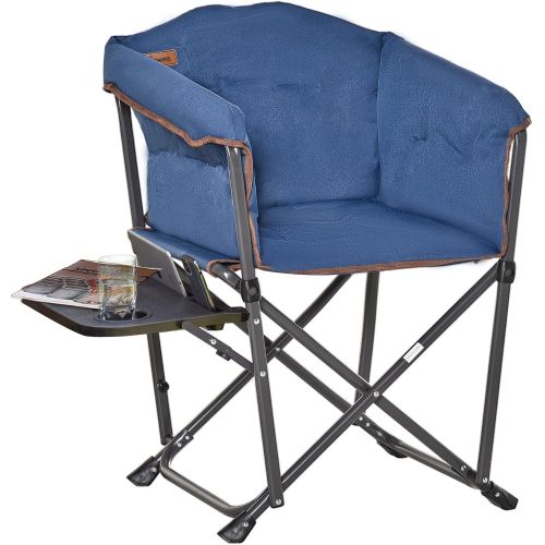  Outsunny Outdoor Director Chair, Folding Camping Chair with Thick Padded, Side Table and Heavy Duty Frame for Camping, Picnic, Beach, Hiking, Travel, Blue