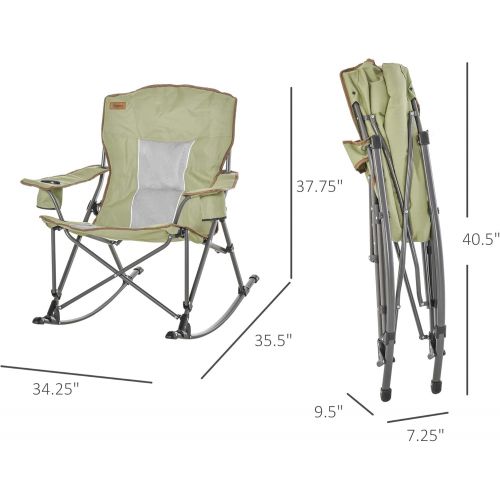  Outsunny Outdoor Folding Beach Camping Chair with Strong Steel Legs, Side Cup Holder, & Durable Oxford Fabric, Green