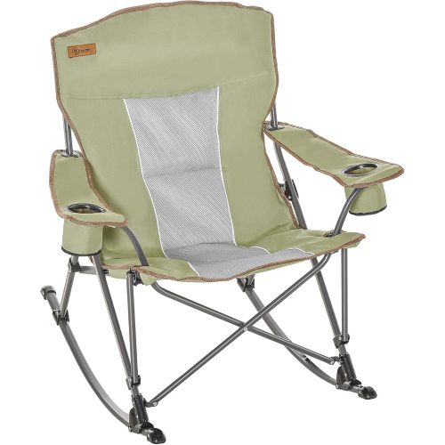  Outsunny Outdoor Folding Beach Camping Chair with Strong Steel Legs, Side Cup Holder, & Durable Oxford Fabric, Green