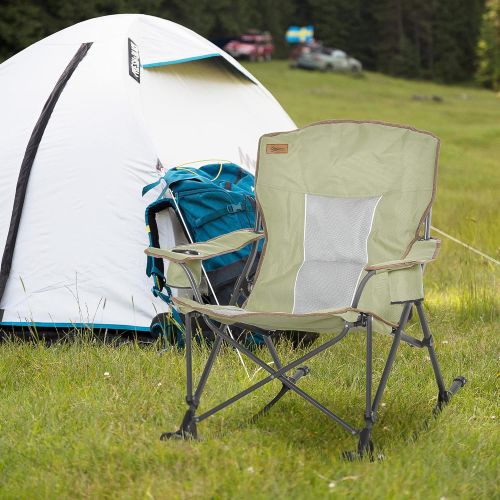  Outsunny Outdoor Folding Beach Camping Chair with Strong Steel Legs, Side Cup Holder, & Durable Oxford Fabric, Green