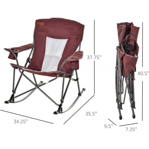  Outsunny Outdoor Folding Beach Camping Chair with Strong Steel Legs, Side Cup Holder, & Durable Oxford Fabric, Red