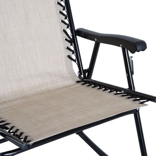  Outsunny Mesh Outdoor Patio Folding Rocking Chair Set - Cream White