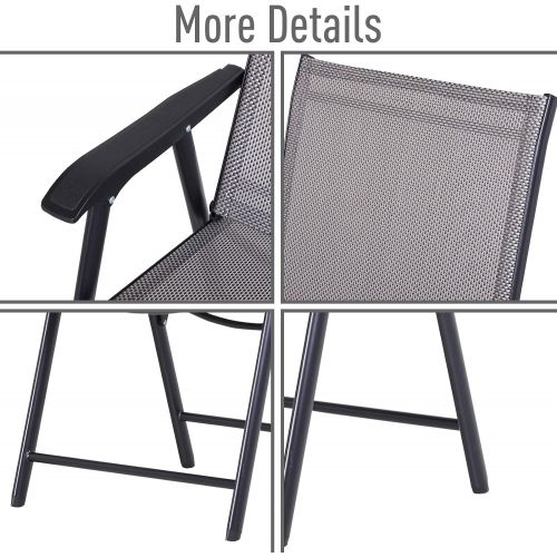  Outsunny Folding Outdoor Patio Chairs Set of 4 Stackable Portable for Deck, Garden, Camping and Travel