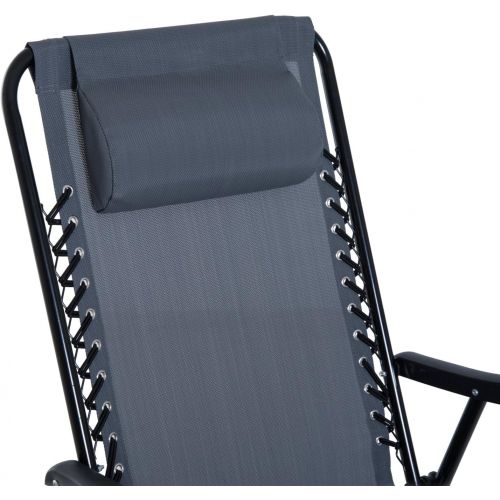  Outsunny Mesh Outdoor Patio Folding Rocking Chair Set - Grey