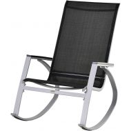 Outsunny Outdoor Modern Front Porch Patio Rocking Sling Chair - Black/Silver