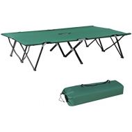 Outsunny 2 Person Folding Camping Cot for Adults, 50 Extra Wide Outdoor Portable Sleeping Cot with Carry Bag, Elevated Camping Bed, Beach Hiking, Green