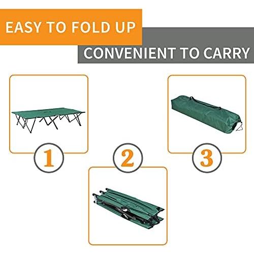  Outsunny 2 Person Folding Camping Cot for Adults, 50 Extra Wide Outdoor Portable Sleeping Cot with Carry Bag, Elevated Camping Bed, Beach Hiking, Green