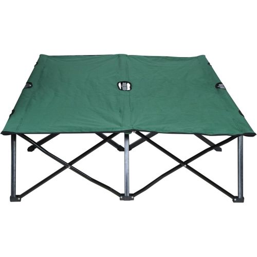  Outsunny 2 Person Folding Camping Cot for Adults, 50 Extra Wide Outdoor Portable Sleeping Cot with Carry Bag, Elevated Camping Bed, Beach Hiking, Green
