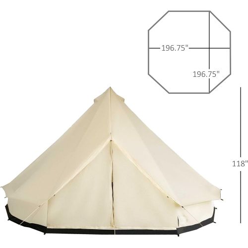  Outsunny 10-Person Waterproof Camping Tent Yurt with Unique Style, Spacious Interior, & Breathable Waterproof Design, 16.4 x 16.4 x 9.8