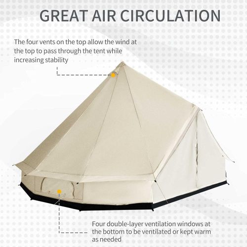  Outsunny 10-Person Waterproof Camping Tent Yurt with Unique Style, Spacious Interior, & Breathable Waterproof Design, 16.4 x 16.4 x 9.8