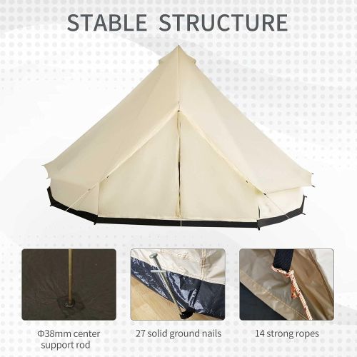  Outsunny 10-Person Waterproof Camping Tent Yurt with Unique Style, Spacious Interior, & Breathable Waterproof Design, 16.4 x 16.4 x 9.8