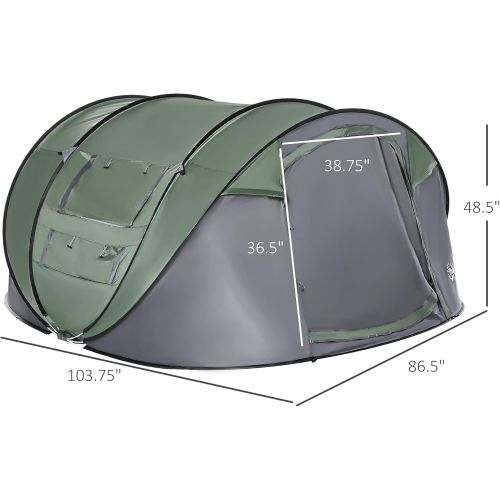  Outsunny 5 Person Automatic Instant Camping Tent with a Water-Fighting Polyester Rain Cover, Easy Pop-Up Design, & 2 Mesh Windows with Covers