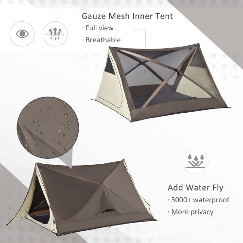  Outsunny 2-3 People Pop Up Camping Tent Automatic Instant Tent Portable Cabana Beach Tent w/Carry Bag, Windows and Doors, Outdoor Camping Hiking Indoor