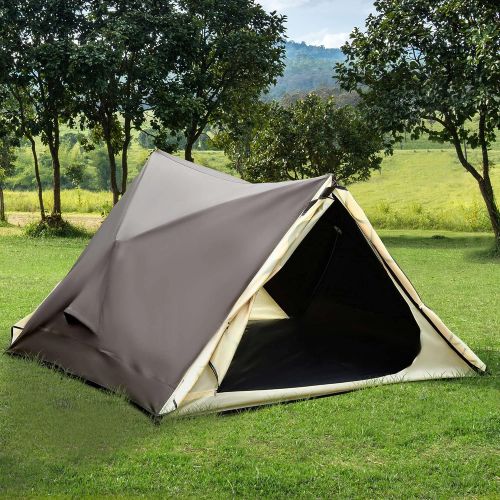  Outsunny 2-3 People Pop Up Camping Tent Automatic Instant Tent Portable Cabana Beach Tent w/Carry Bag, Windows and Doors, Outdoor Camping Hiking Indoor