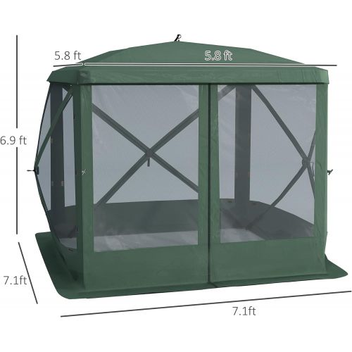  Outsunny 7x7 Pop Up Camping Gazebo Canopy Shelter Screen Tent with Ventilating Mesh, Portable Carry Bag for Outdoor Party Event