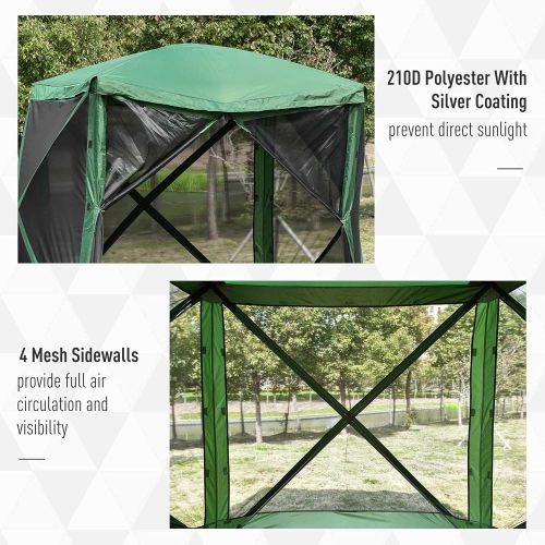  Outsunny 7x7 Pop Up Camping Gazebo Canopy Shelter Screen Tent with Ventilating Mesh, Portable Carry Bag for Outdoor Party Event